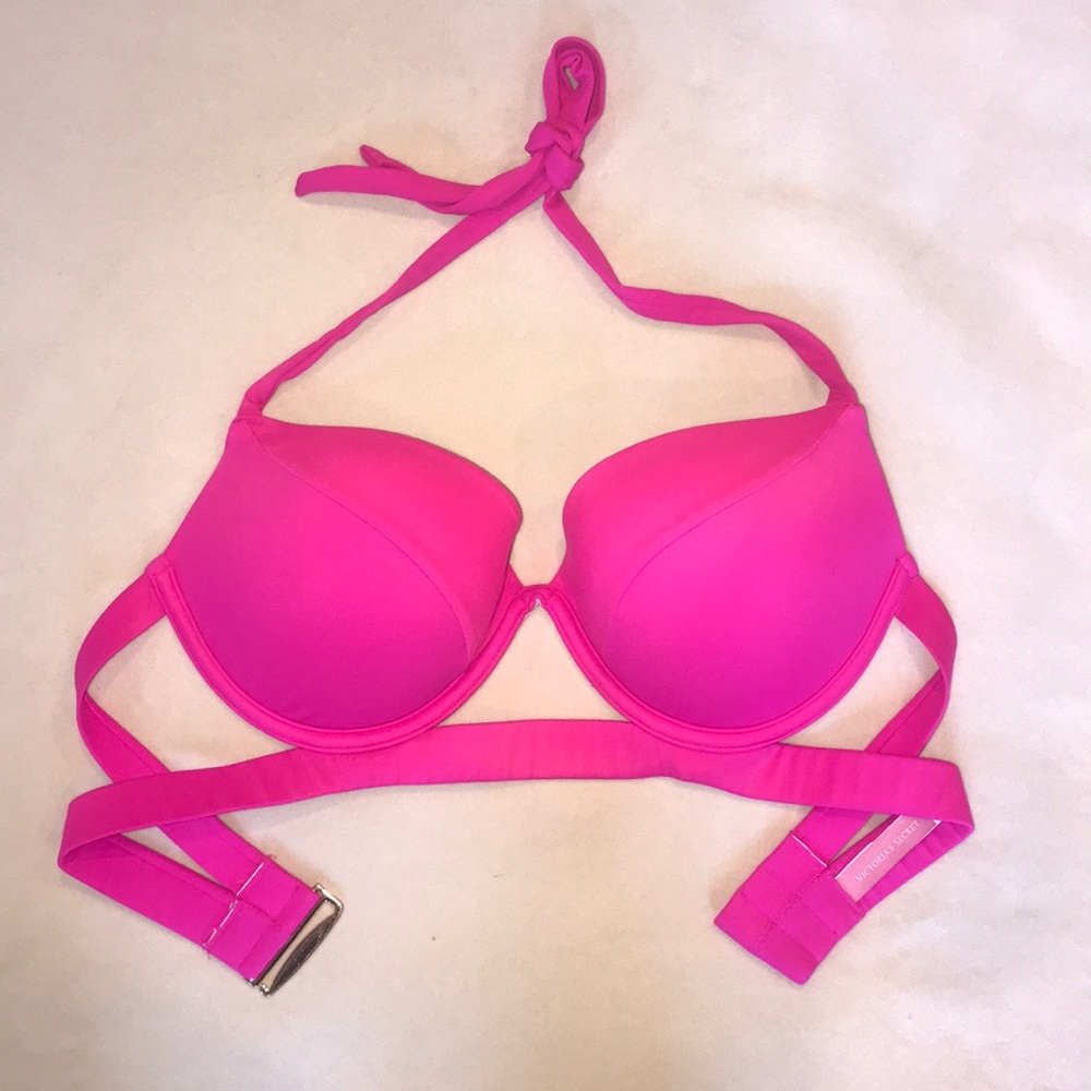 Victoria’s Secret Hottie Halter hot pink. Size 34D